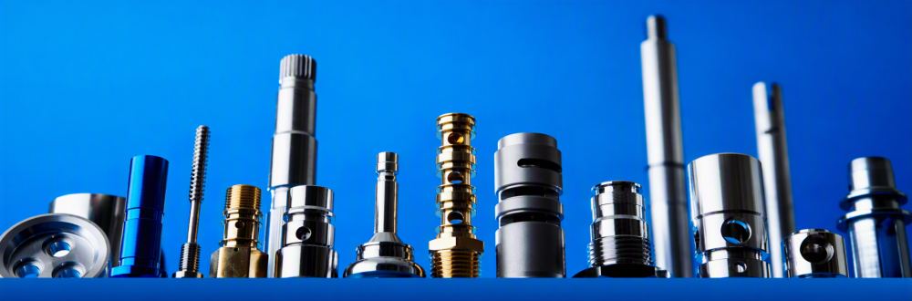 CNC lathing products photo in blue background